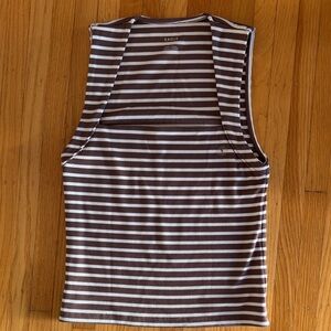 American Eagle Outfitters Cropped Brown and White Sleeveless Top